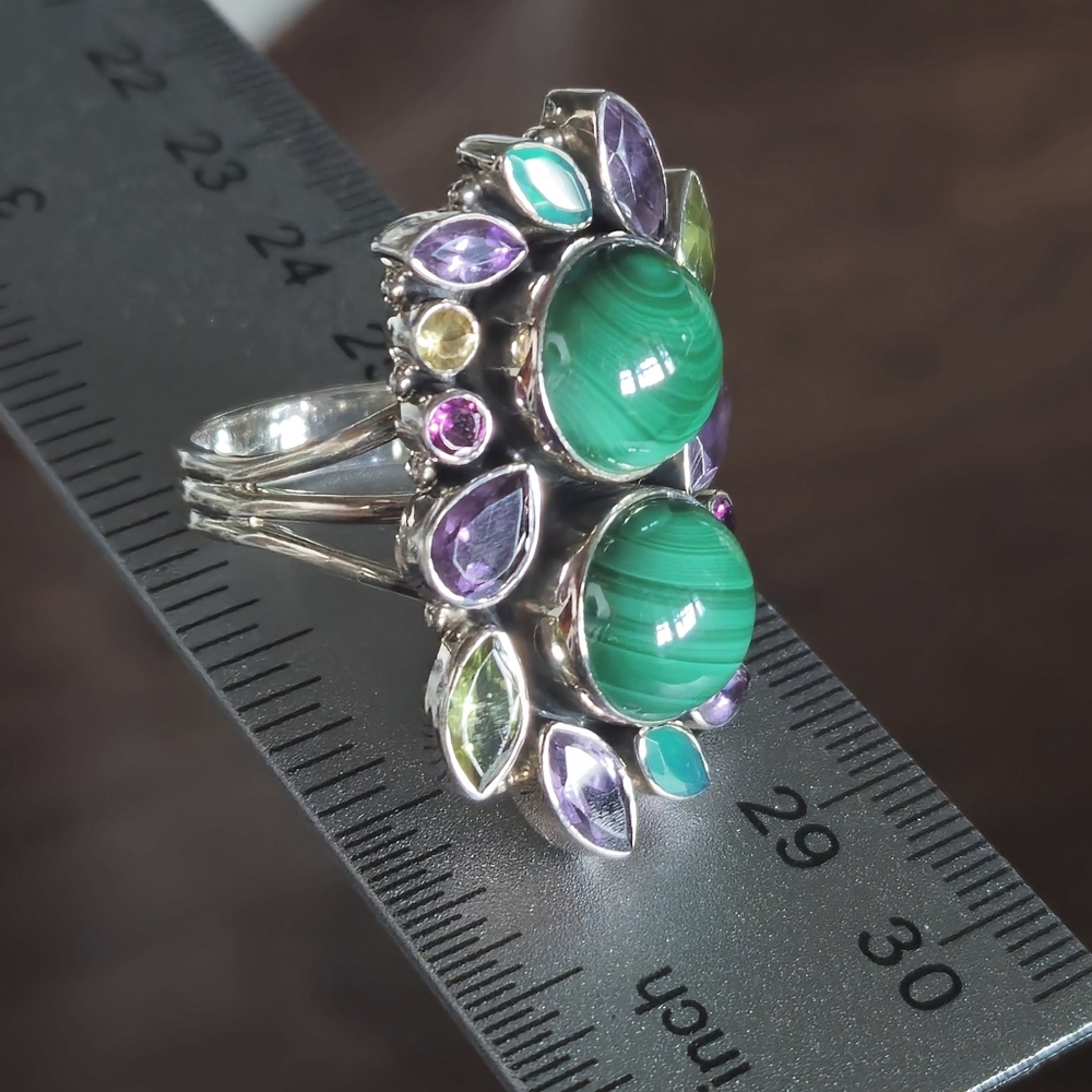 Nicky Butler RAJ COLLECTION 925 Sterling Silver Malachite LIMITED EDITION RING - Picture 11 of 14
